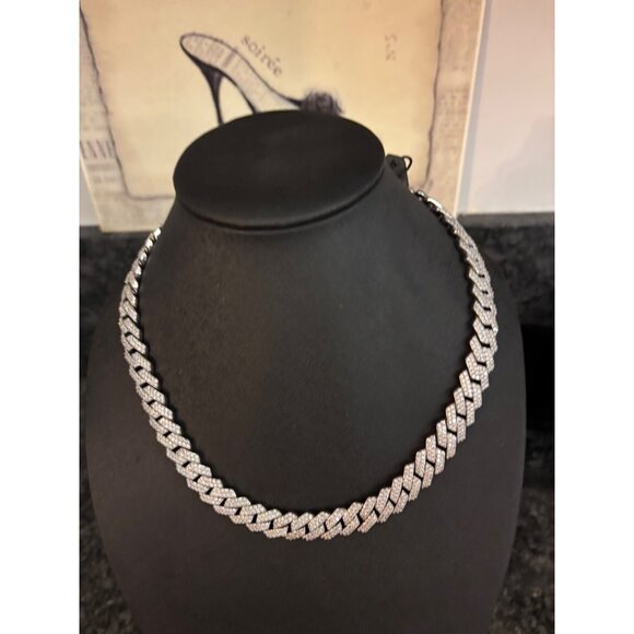 Brooklyn Exchange Mens Cubic Zirconia Stainless Steel Cuban Link Chain Necklace - Picture 5 of 16